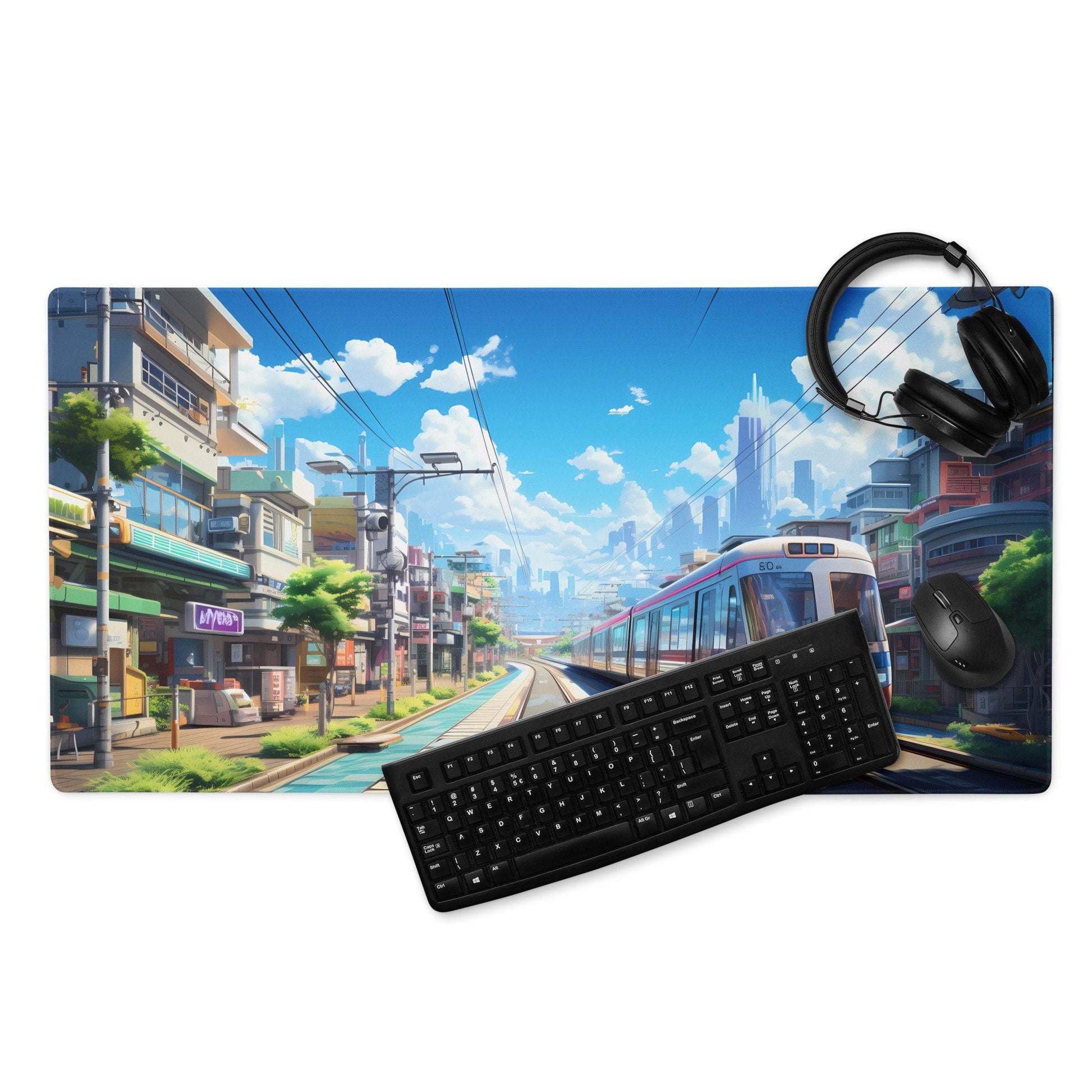 Anime Gaming Mousepad | Anime Desk Mat | Anime Gamer Gift | Desk Accessories | Large Mouse Pad - Raiden Gate Design