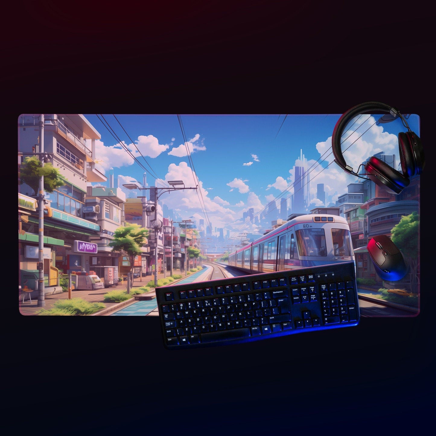 Anime Gaming Mousepad | Anime Desk Mat | Anime Gamer Gift | Desk Accessories | Large Mouse Pad - Raiden Gate Design