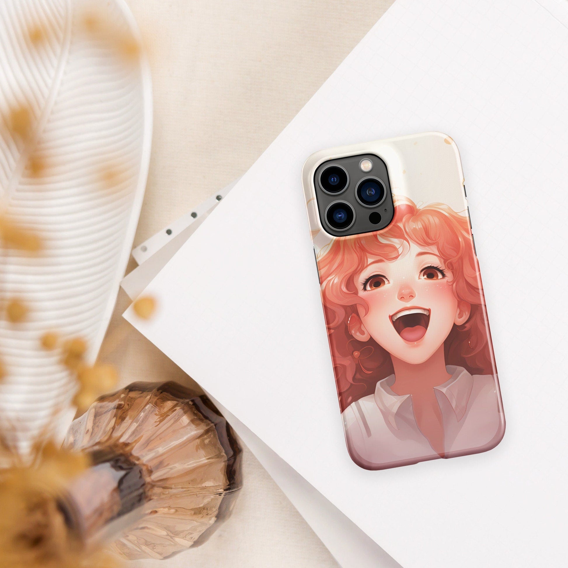 Anime Phone Case – Hot Brown Hair Girl Picture, Protective iPhone Snap Case, Perfect Gift for Anime Lovers - Raiden Gate Design