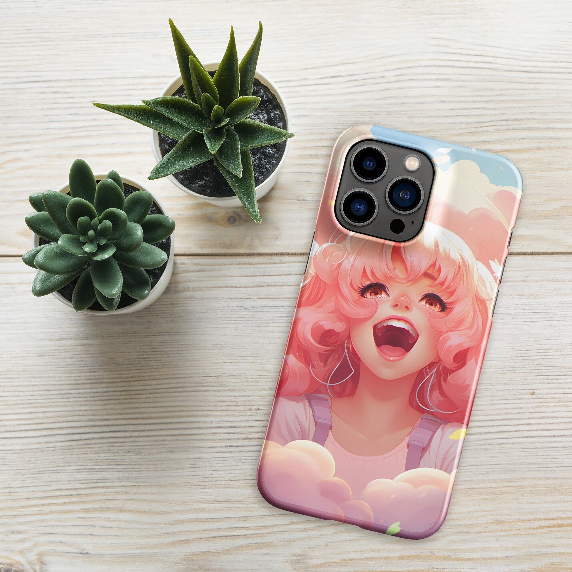 Anime Phone Case – Hot Pink Hair Girl Picture, Protective iPhone Snap Case, Perfect Gift for Anime Lovers - Raiden Gate Design