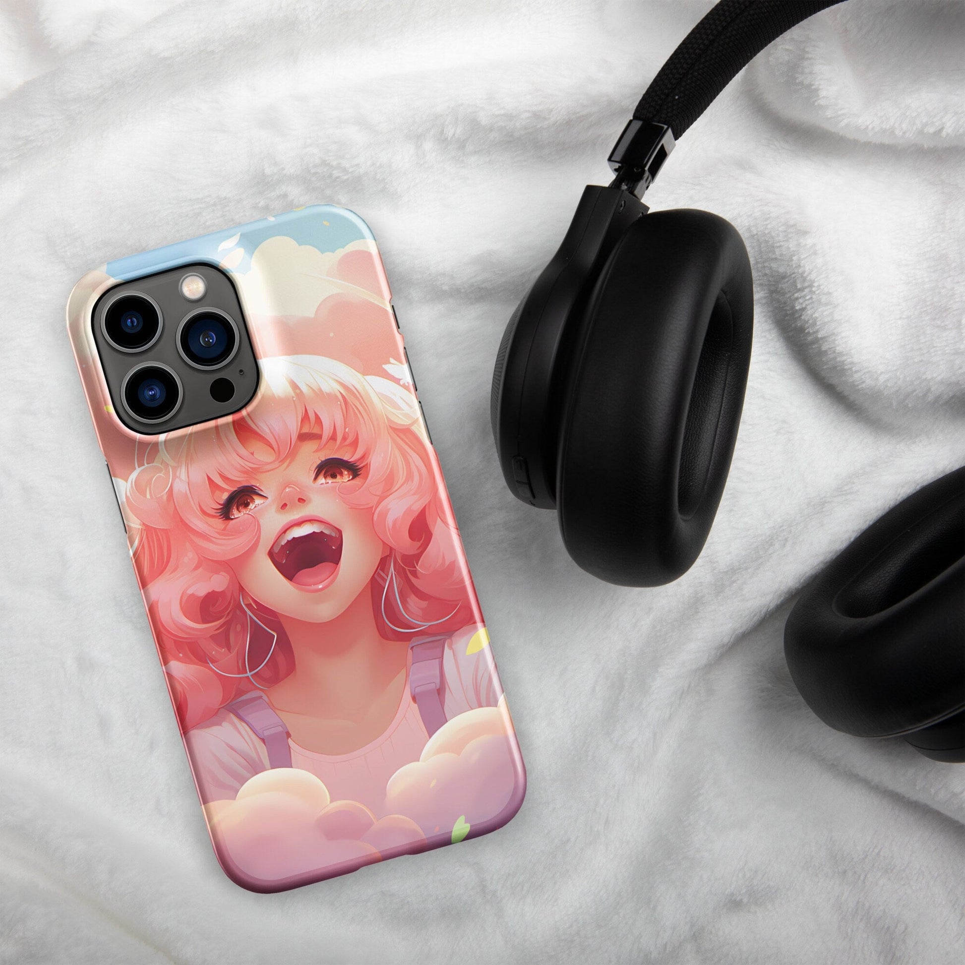 Anime Phone Case – Hot Pink Hair Girl Picture, Protective iPhone Snap Case, Perfect Gift for Anime Lovers - Raiden Gate Design