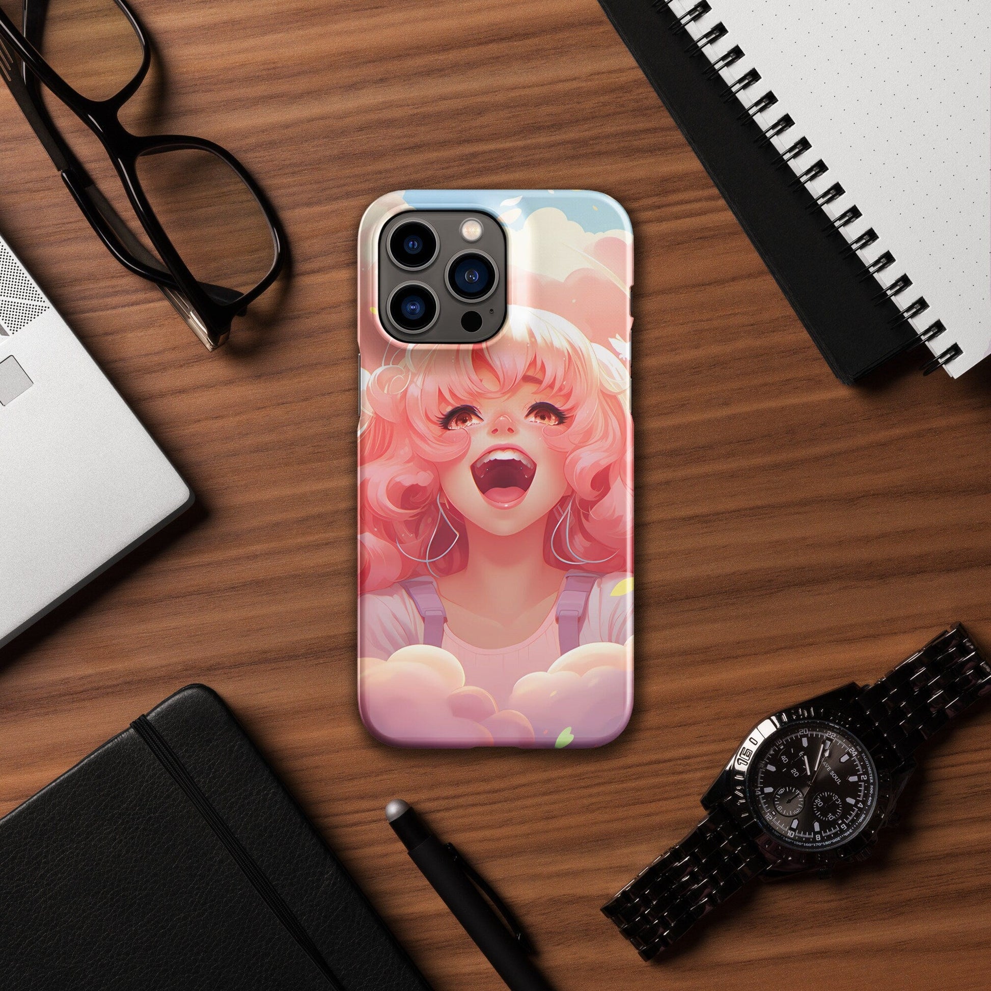 Anime Phone Case – Hot Pink Hair Girl Picture, Protective iPhone Snap Case, Perfect Gift for Anime Lovers - Raiden Gate Design