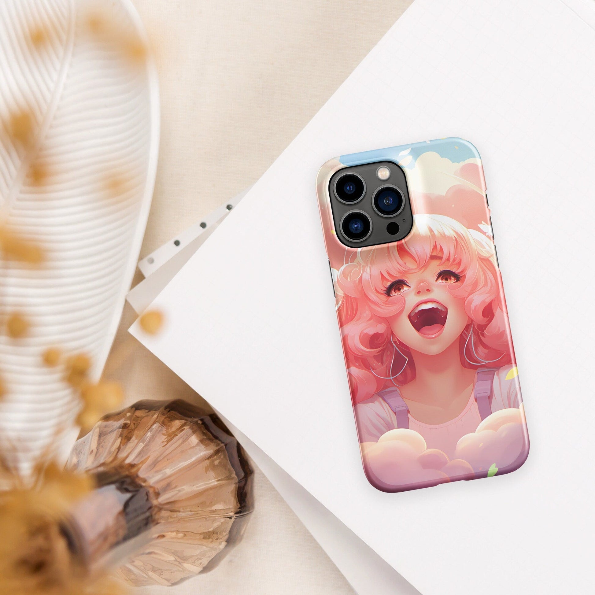 Anime Phone Case – Hot Pink Hair Girl Picture, Protective iPhone Snap Case, Perfect Gift for Anime Lovers - Raiden Gate Design