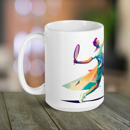 Badminton Player Mug | Badminton Gift with Neon Color Design | for Badminton Coach - Raiden Gate Design