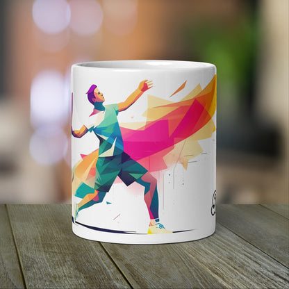 Badminton Player Mug | Badminton Gift with Neon Color Design | for Badminton Coach - Raiden Gate Design