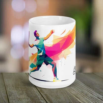 Badminton Player Mug | Badminton Gift with Neon Color Design | for Badminton Coach - Raiden Gate Design