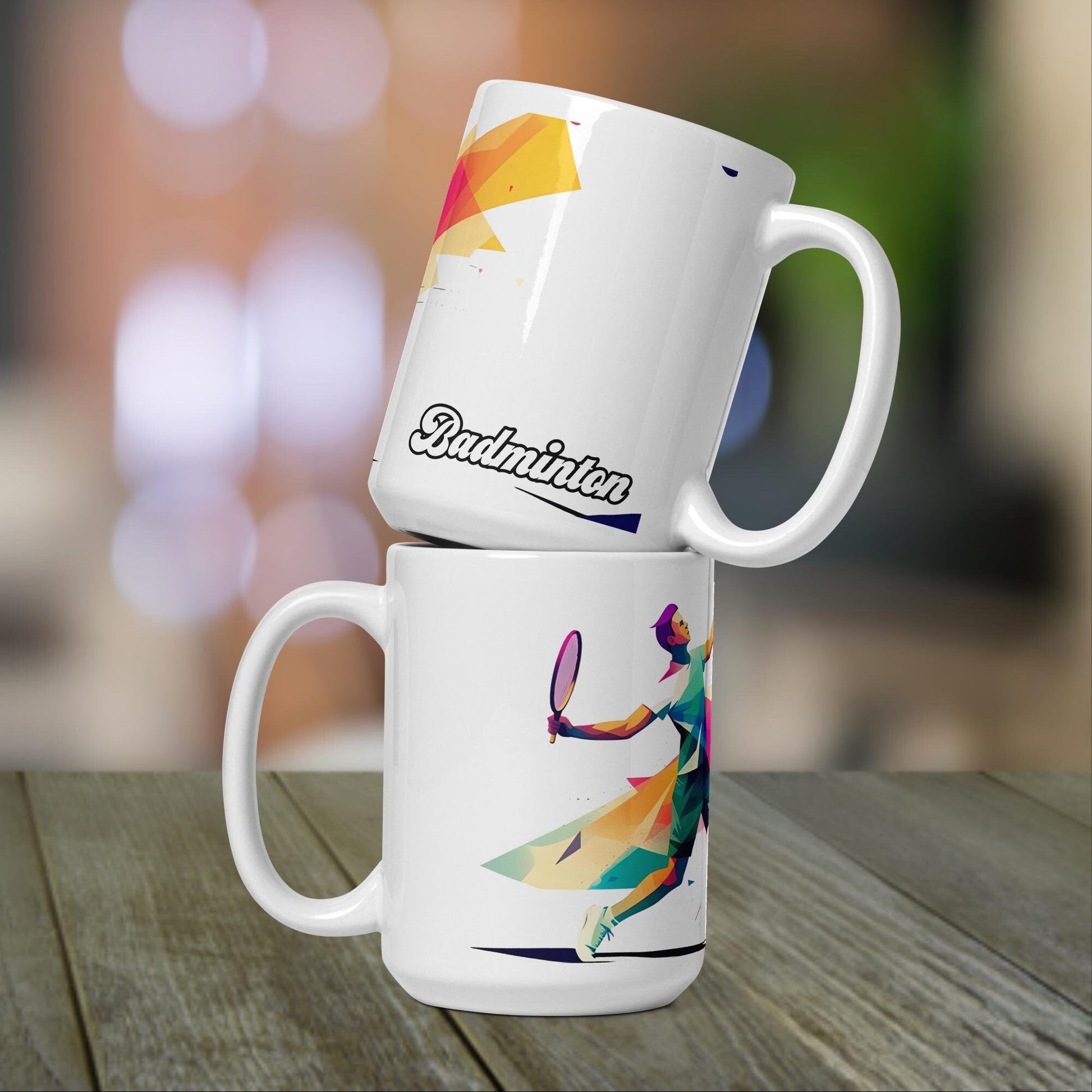 Badminton Player Mug | Badminton Gift with Neon Color Design | for Badminton Coach - Raiden Gate Design