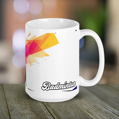 Badminton Player Mug | Badminton Gift with Neon Color Design | for Badminton Coach - Raiden Gate Design