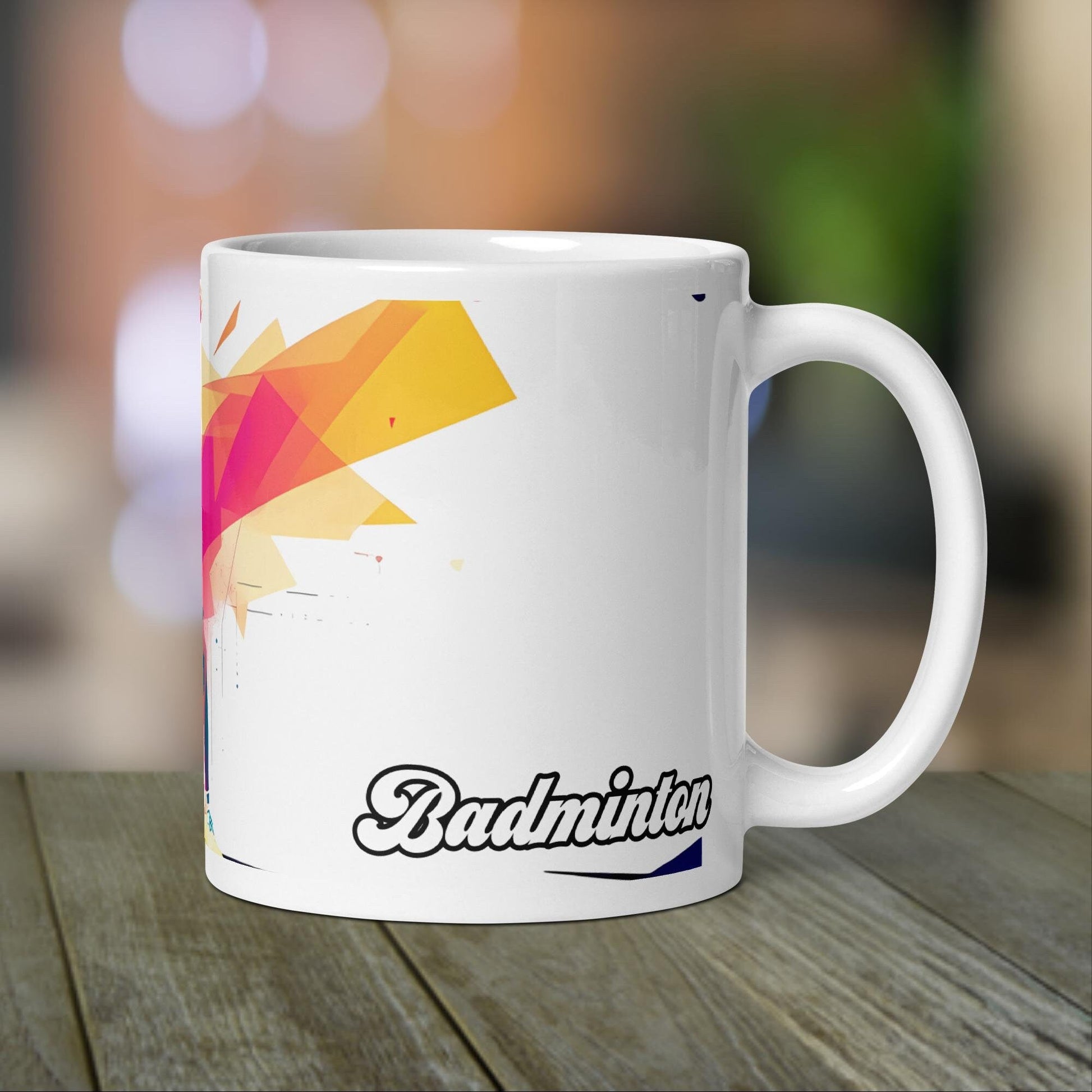 Badminton Player Mug | Badminton Gift with Neon Color Design | for Badminton Coach - Raiden Gate Design