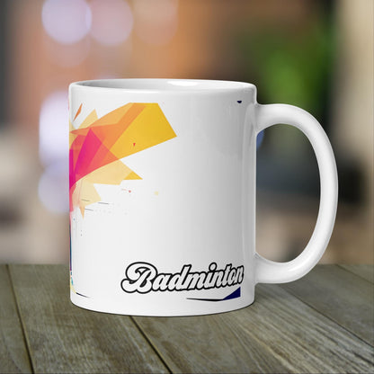 Badminton Player Mug | Badminton Gift with Neon Color Design | for Badminton Coach - Raiden Gate Design