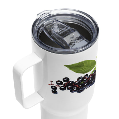 Black Elderberry Herbal Tea Travel mug with a handle | Tea Mug | Teacup | Gifts for Her | Herb Flower | Birthday Gift - Raiden Gate Design