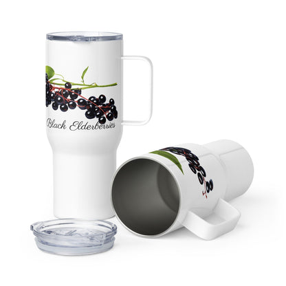 Black Elderberry Herbal Tea Travel mug with a handle | Tea Mug | Teacup | Gifts for Her | Herb Flower | Birthday Gift - Raiden Gate Design