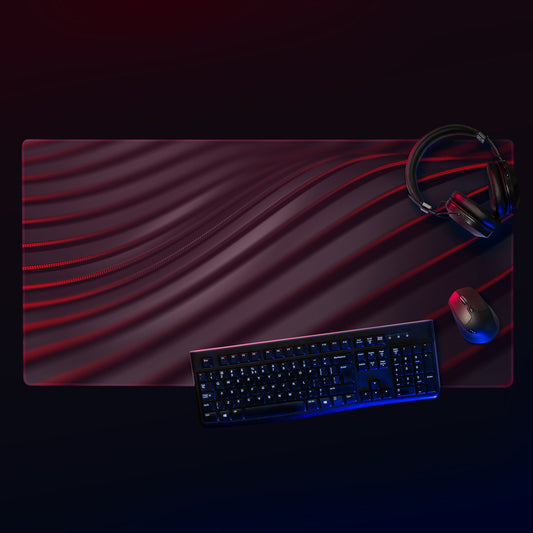 Black Red Waves Gaming Mousepad | Desk Mat | Gamer Gift | Desk Accessories | Large Mouse Pad - Raiden Gate Design