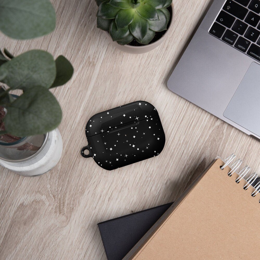 Black Starry AirPods Case | Galaxy AirPods Holder | AirPods Case with Keychain | Protective Case | Holiday Gift | AirPods Pro Case Cover - Raiden Gate Design