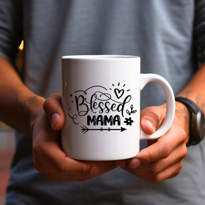 Blessed Mama - Bible Verse Faith Coffee Mug - Christian Religious Gift for Her - Mom Mug with Affirmations - Supportive Baptism Gift - Raiden Gate Design