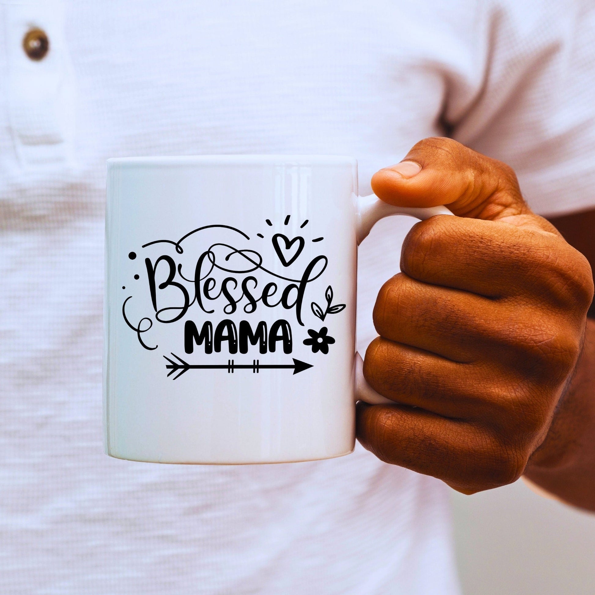 Blessed Mama - Bible Verse Faith Coffee Mug - Christian Religious Gift for Her - Mom Mug with Affirmations - Supportive Baptism Gift - Raiden Gate Design