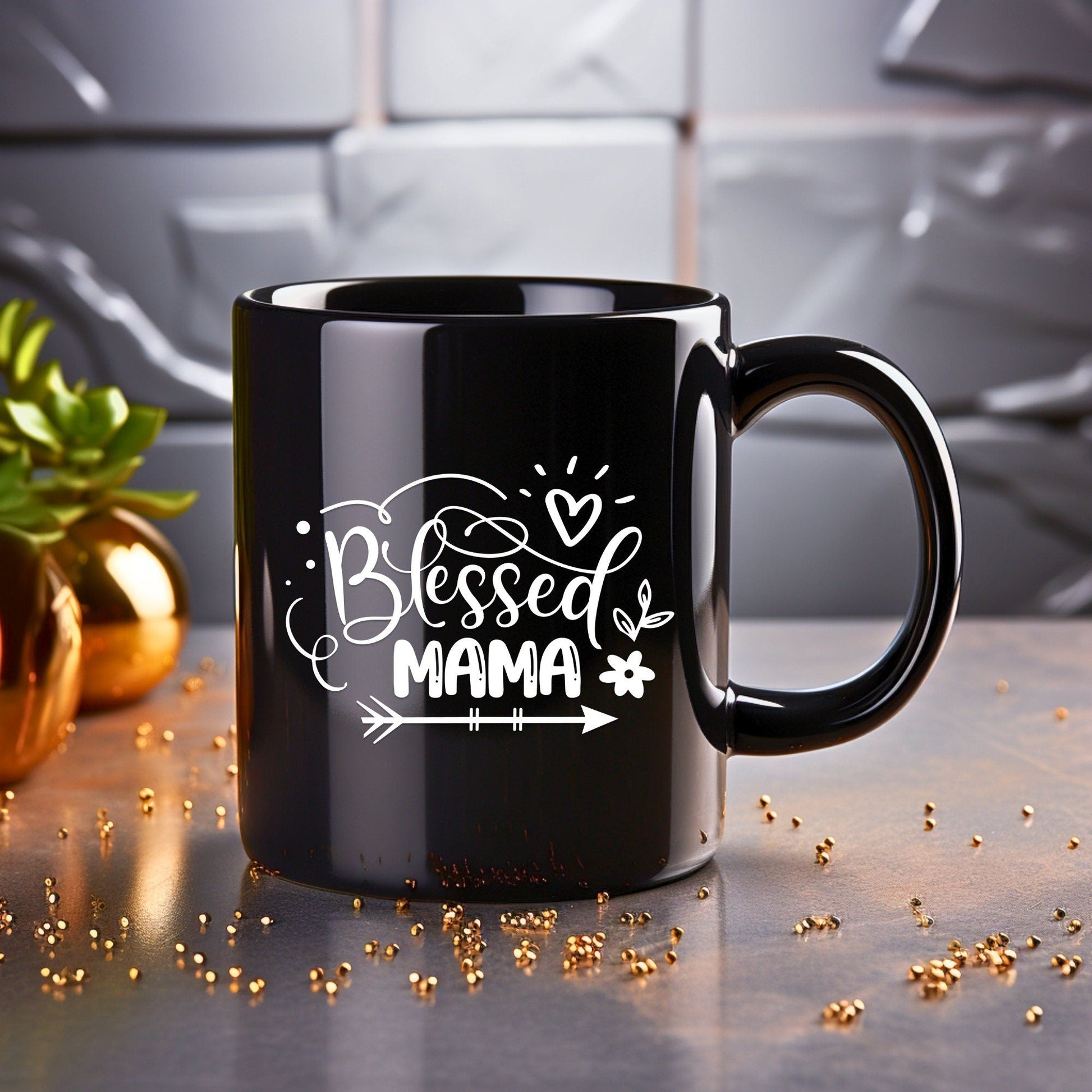 Blessed Mama - Bible Verse Faith Coffee Mug - Christian Religious Gift for Her - Mom Mug with Affirmations - Supportive Baptism Gift - Raiden Gate Design