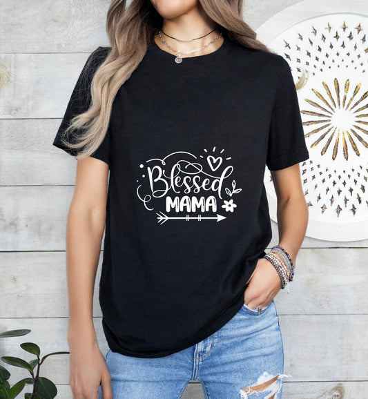 Blessed Mama Catholic Boho Church Shirt with Inspirational Bible Verse - Jesus Faith Religious - Raiden Gate Design