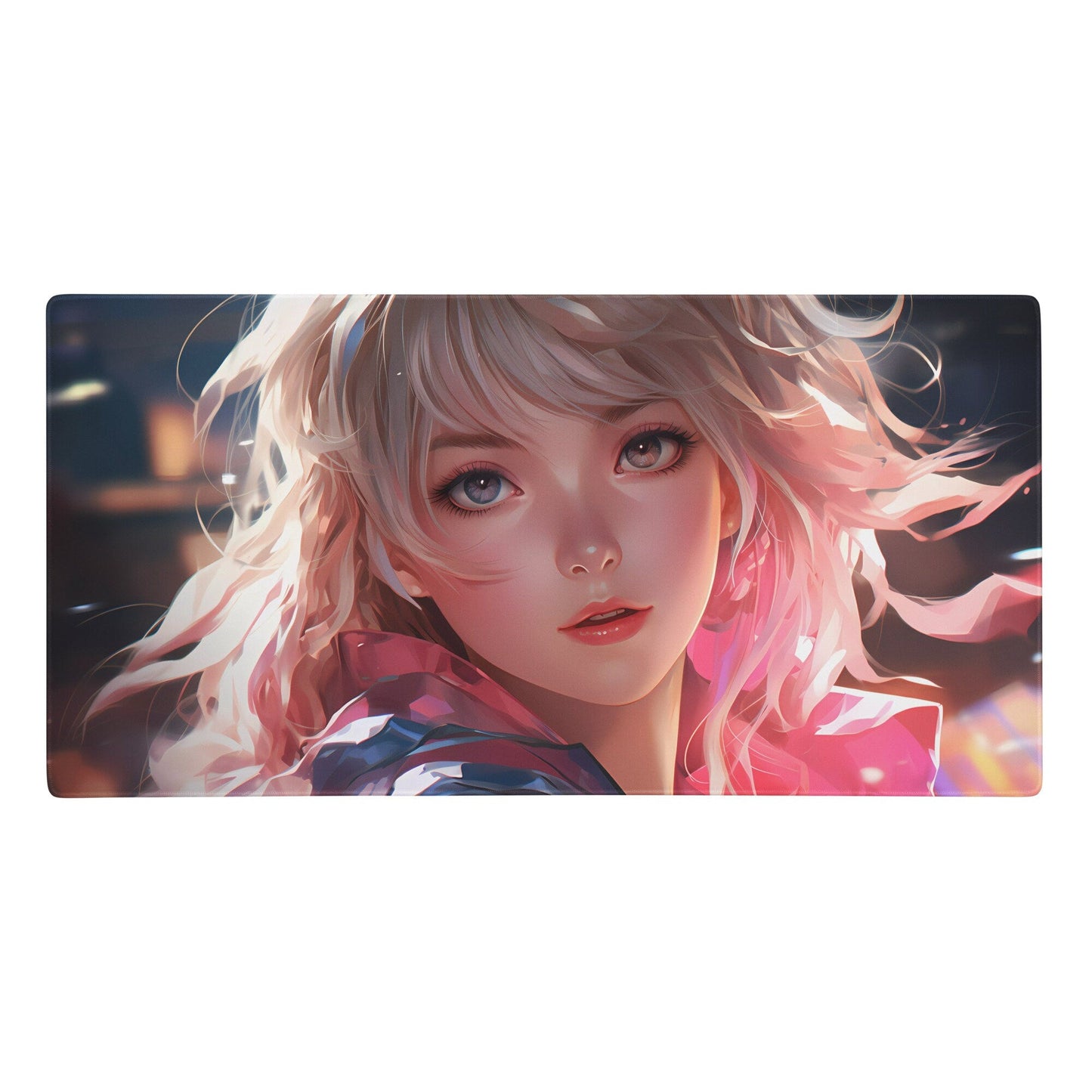 Blond Anime Girl Looking Back Gaming Mousepad | Desk Mat | Large Mouse Pad - Raiden Gate Design