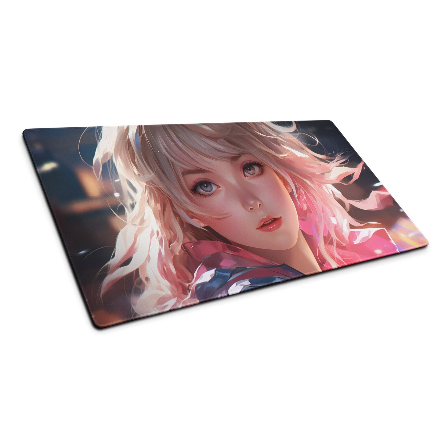 Blond Anime Girl Looking Back Gaming Mousepad | Desk Mat | Large Mouse Pad - Raiden Gate Design