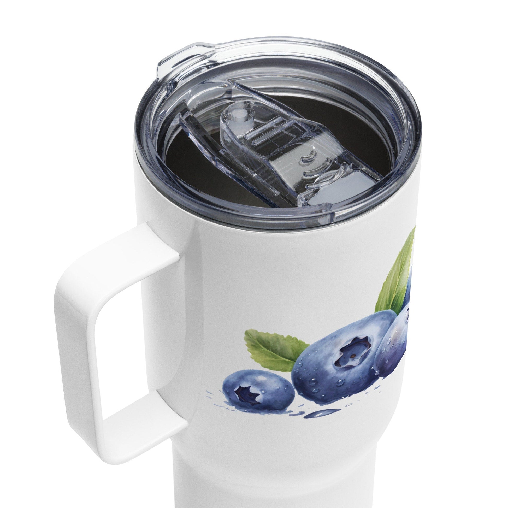 Blueberry Herbal Tea Travel mug with a handle | Tea Mug | Teacup | Gifts for Her | Herb Flower | Birthday Gift - Raiden Gate Design