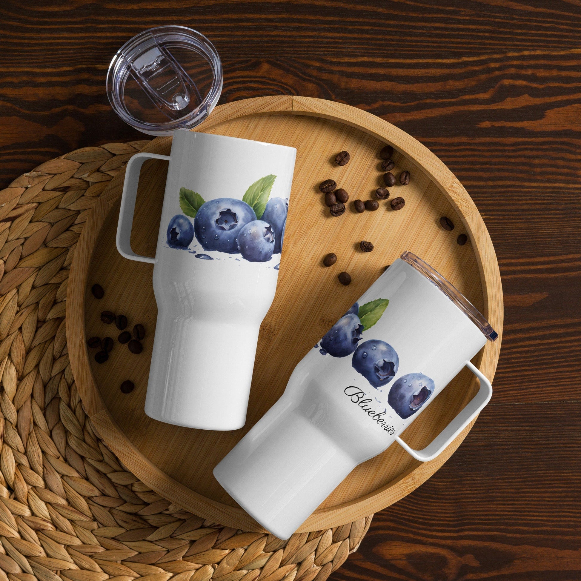 Blueberry Herbal Tea Travel mug with a handle | Tea Mug | Teacup | Gifts for Her | Herb Flower | Birthday Gift - Raiden Gate Design