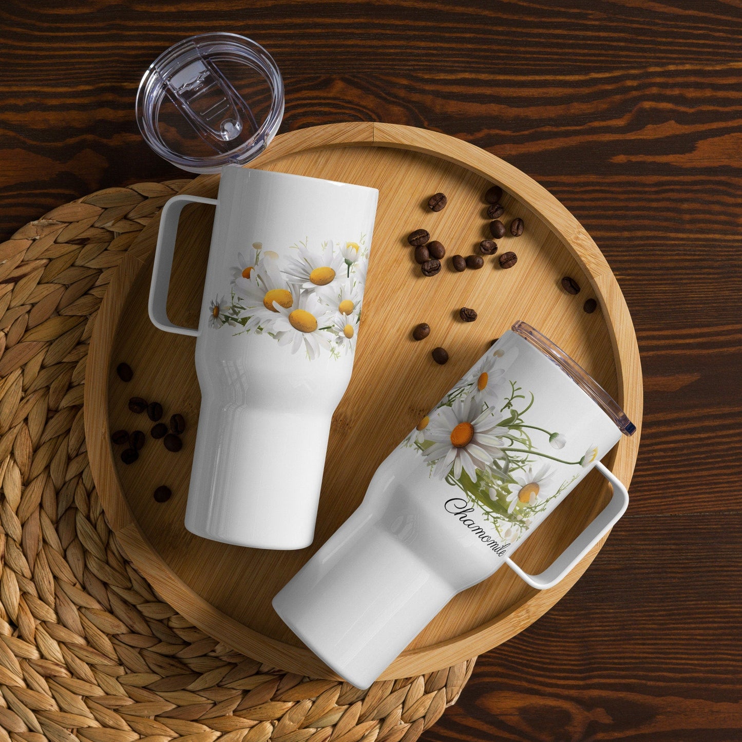 Chamomile Herbal Tea Travel mug with a handle | Tea Mug | Teacup | Gifts for Her | Herb Flower | Birthday Gift - Raiden Gate Design