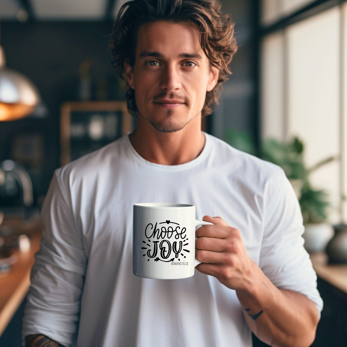 Choose Joy Mug - Bible Verse Faith Coffee Mug - Christian Religious Gift for Him - Dad Mug with Affirmations - Supportive Baptism Gift - Raiden Gate Design