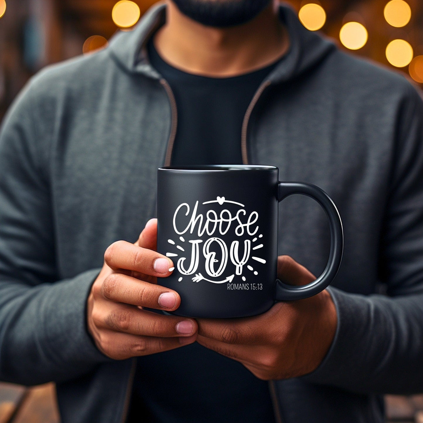 Choose Joy Mug - Bible Verse Faith Coffee Mug - Christian Religious Gift for Him - Dad Mug with Affirmations - Supportive Baptism Gift - Raiden Gate Design