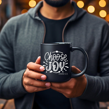 Choose Joy Mug - Bible Verse Faith Coffee Mug - Christian Religious Gift for Him - Dad Mug with Affirmations - Supportive Baptism Gift - Raiden Gate Design