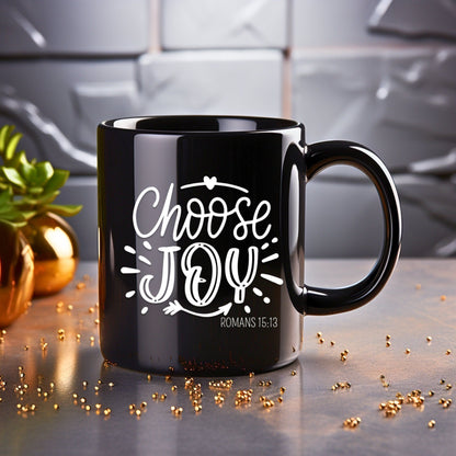 Choose Joy Mug - Bible Verse Faith Coffee Mug - Christian Religious Gift for Him - Dad Mug with Affirmations - Supportive Baptism Gift - Raiden Gate Design