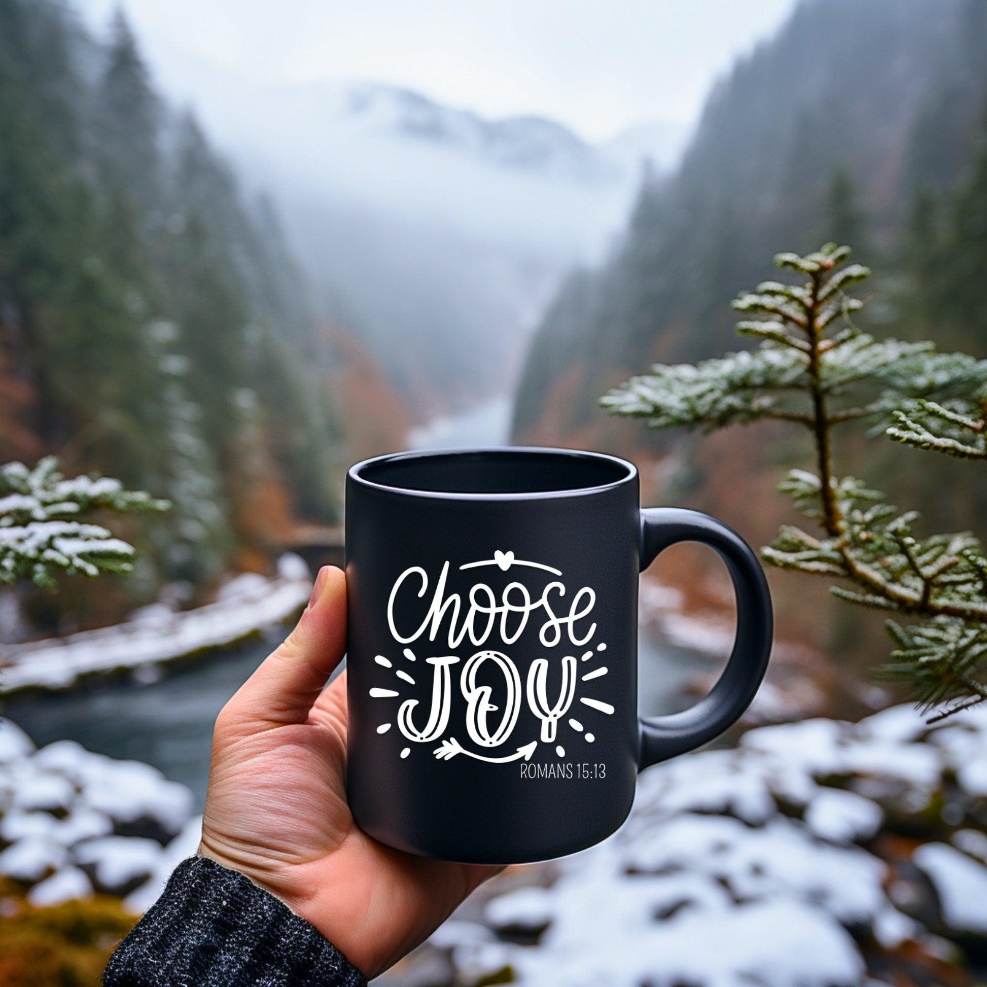 Choose Joy Mug - Bible Verse Faith Coffee Mug - Christian Religious Gift for Him - Dad Mug with Affirmations - Supportive Baptism Gift - Raiden Gate Design