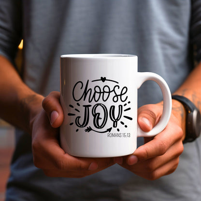 Choose Joy Mug - Bible Verse Faith Coffee Mug - Christian Religious Gift for Him - Dad Mug with Affirmations - Supportive Baptism Gift - Raiden Gate Design