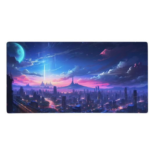 City Night View Anime Gaming Mousepad | Anime Desk Mat | Anime Gamer Gift | Desk Accessories | Large Mouse Pad - Raiden Gate Design