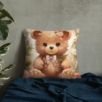 Cub with Roses | Anime Pillow | Kawaii Pillow | Decorative Pillow | Throw Pillow - Raiden Gate Design