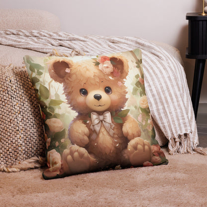 Cub with Roses | Anime Pillow | Kawaii Pillow | Decorative Pillow | Throw Pillow - Raiden Gate Design