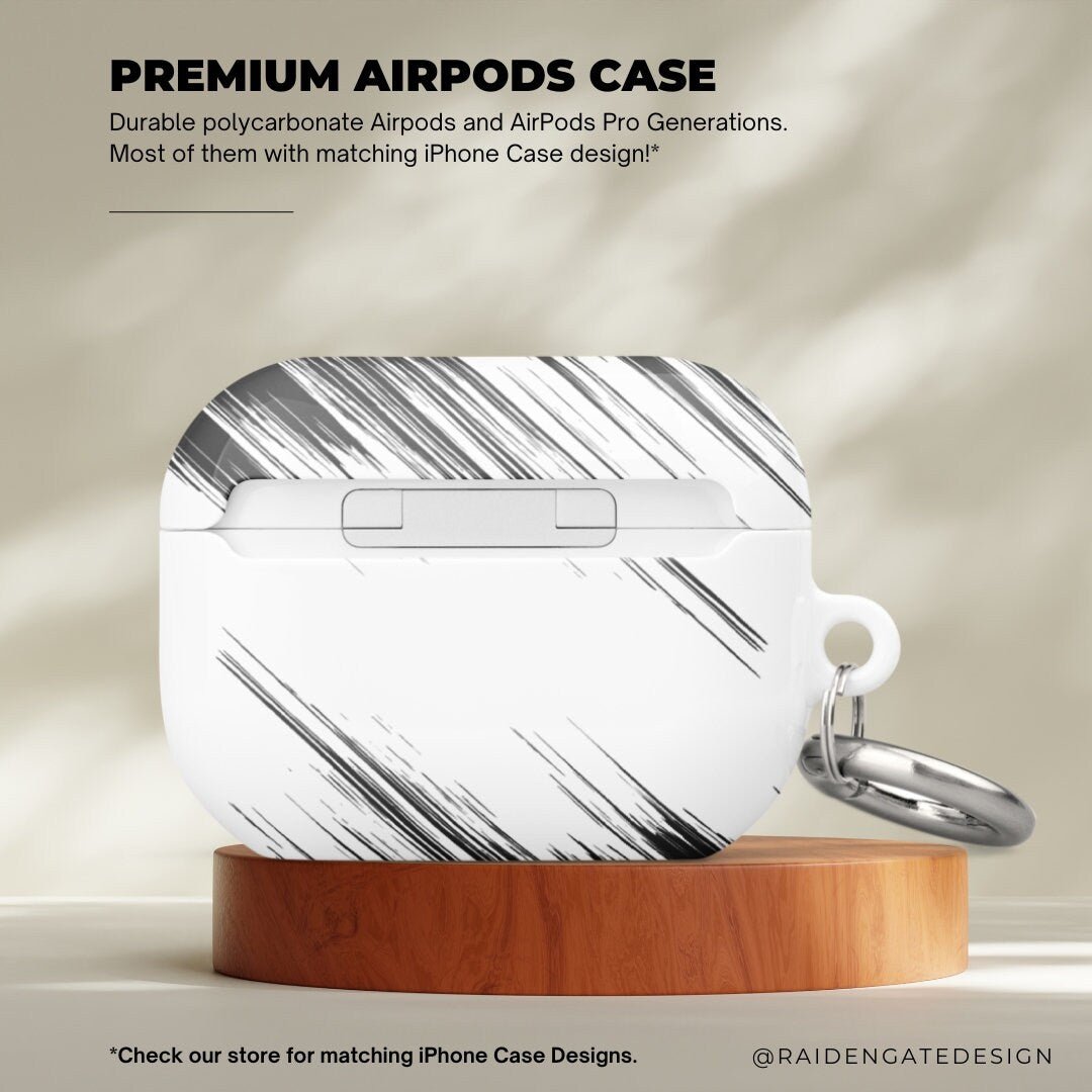 Diagonal Grey Brush Stroke Custom AirPods Pro Case | Tough AirPods Case - Raiden Gate Design