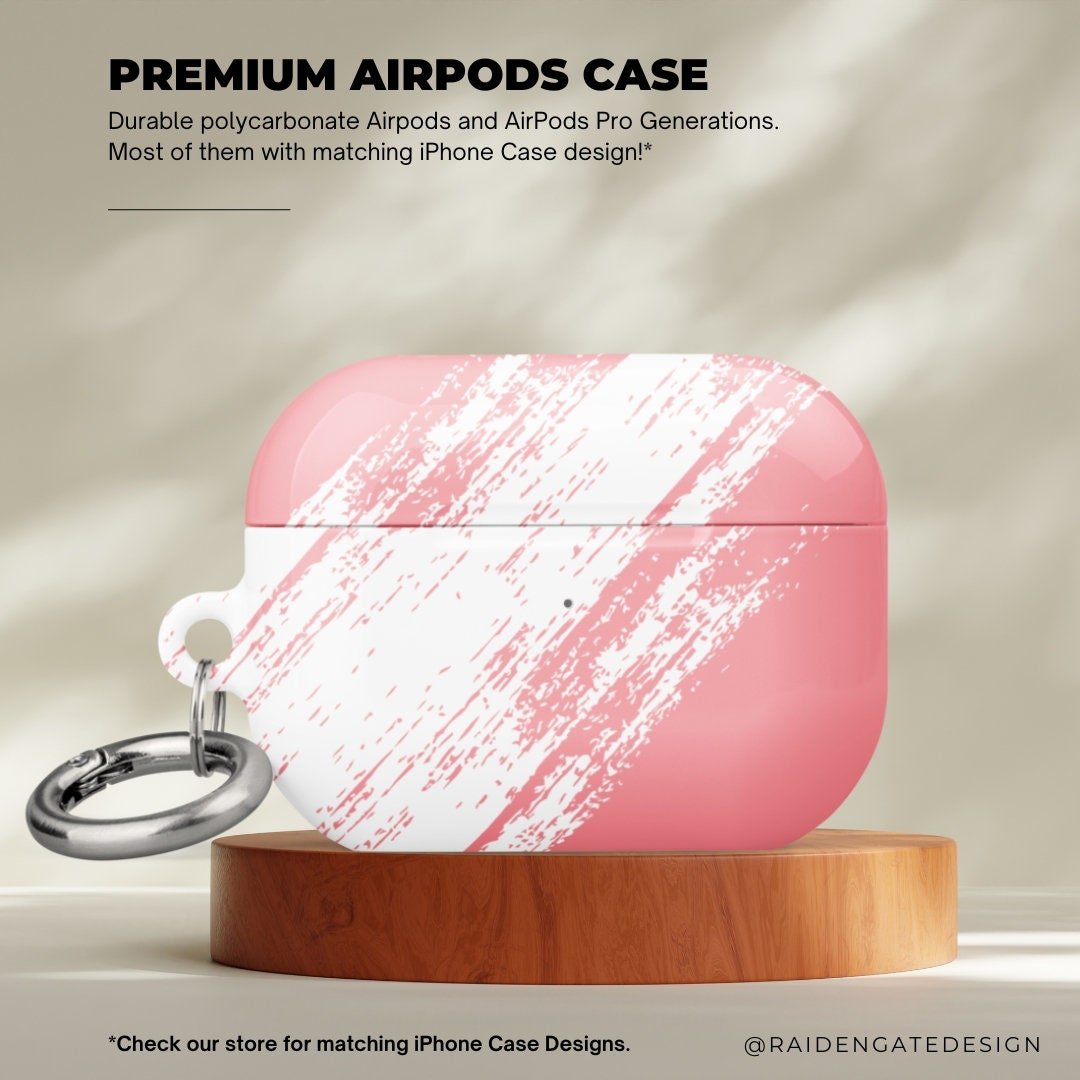 Diagonal Pink Brush Stroke Custom AirPods Pro Case | Tough AirPods Case - Raiden Gate Design