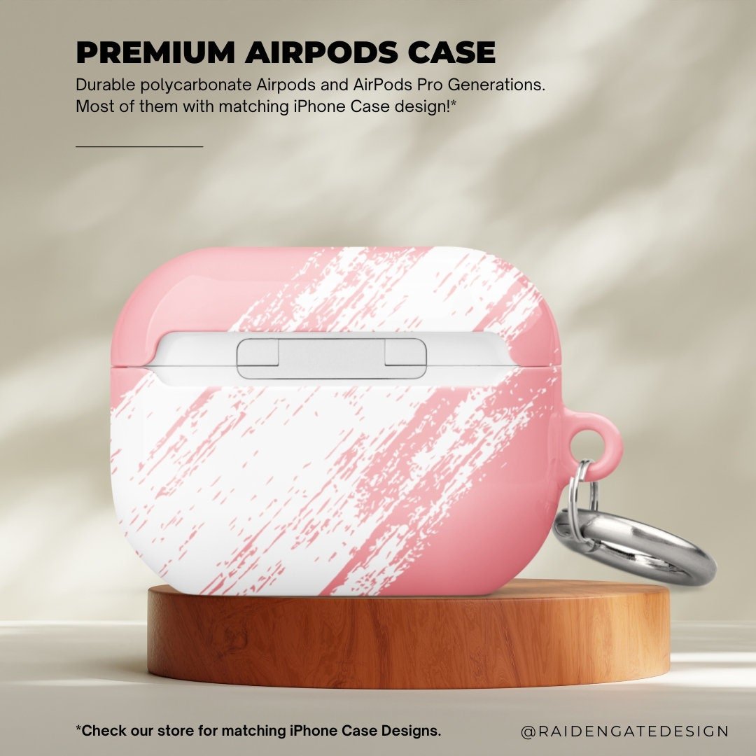 Diagonal Pink Brush Stroke Custom AirPods Pro Case | Tough AirPods Case - Raiden Gate Design