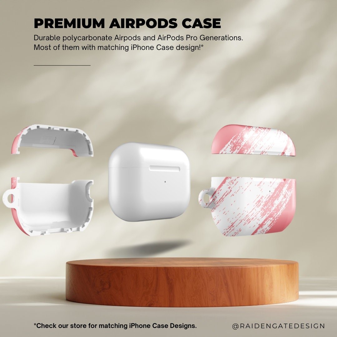 Diagonal Pink Brush Stroke Custom AirPods Pro Case | Tough AirPods Case - Raiden Gate Design