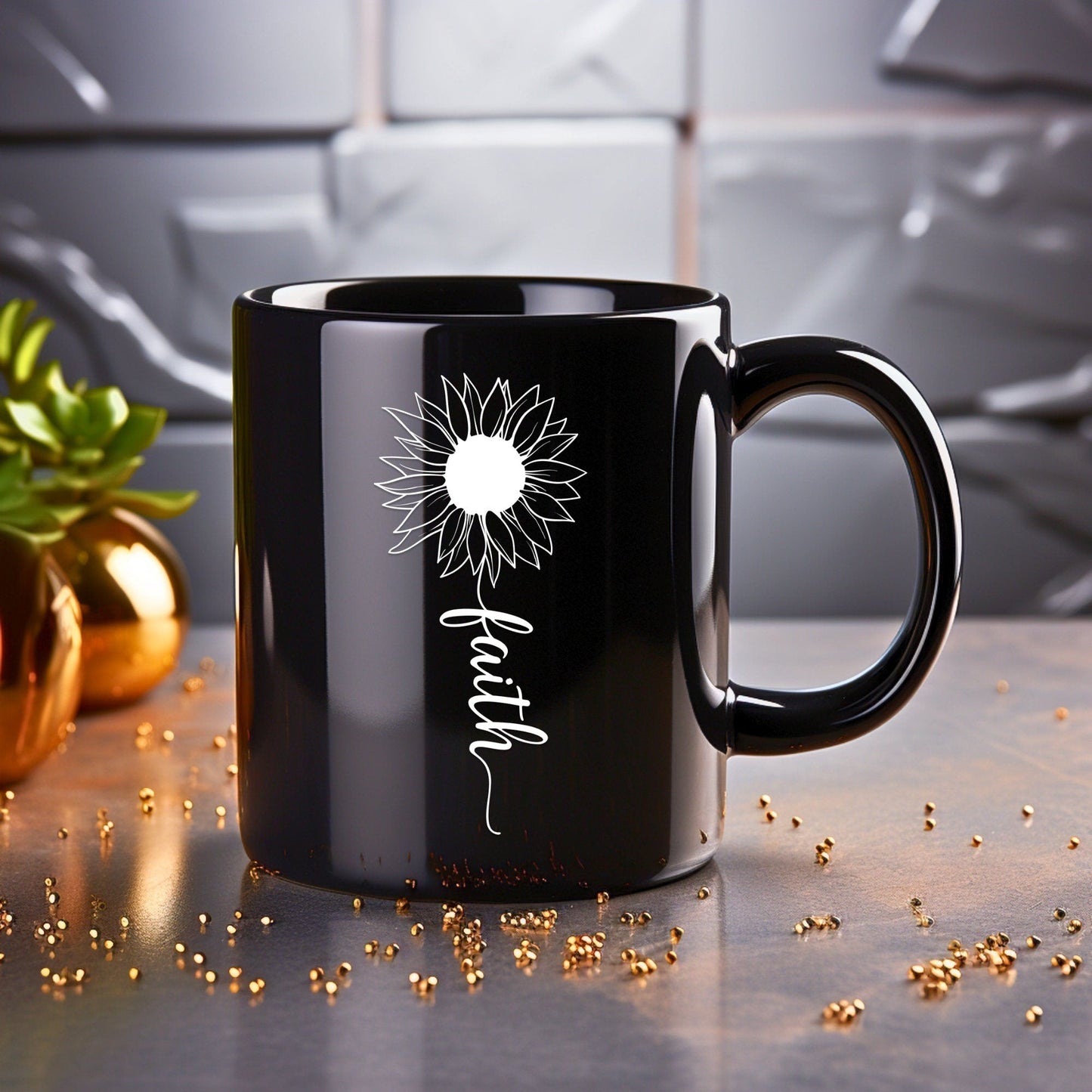 Faith Daisy - Bible Verse Faith Coffee Mug - Christian Religious Gift for Him - Dad Mug with Affirmations - Supportive Baptism Gift - Raiden Gate Design