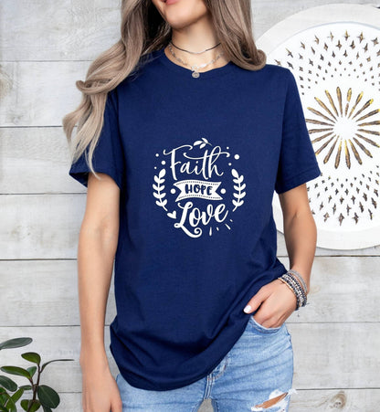 Faith Hope Love Catholic Boho Church Shirt with Inspirational Bible Verse - Jesus Faith Religious - Raiden Gate Design