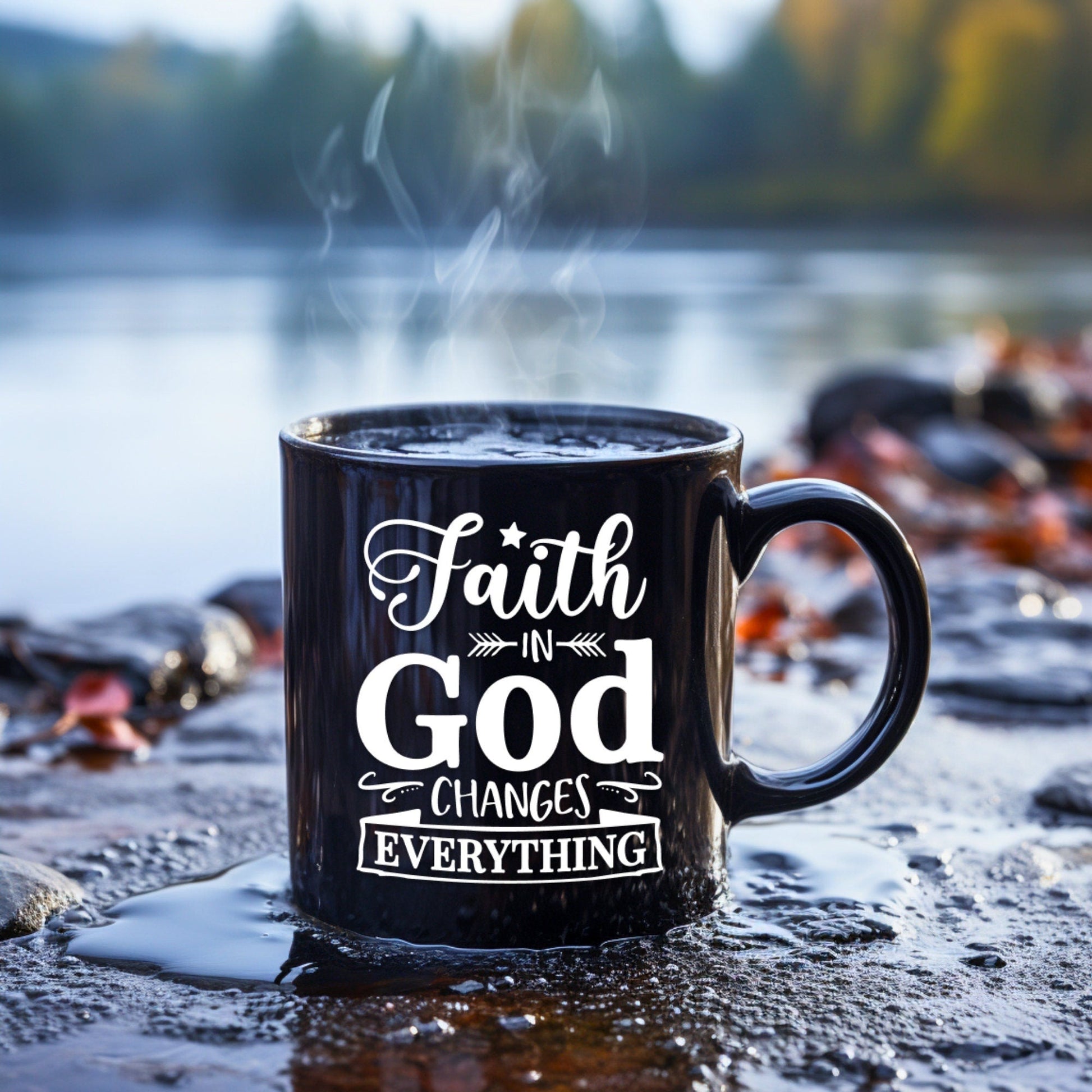 Faith in God Changes Everything - Bible Verse Faith Coffee Mug - Christian Religious - Dad Mug with Affirmations - Supportive Baptism Gift - Raiden Gate Design