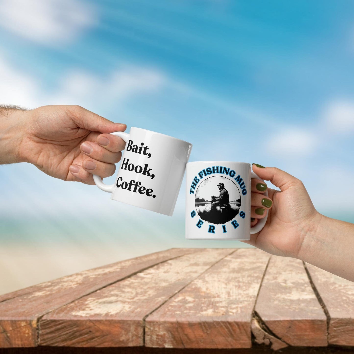 Fishing Mug: "Bait, Hook, Coffee." | Angler Mug | Fishing Coffee Mug | Dad Gift - Raiden Gate Design