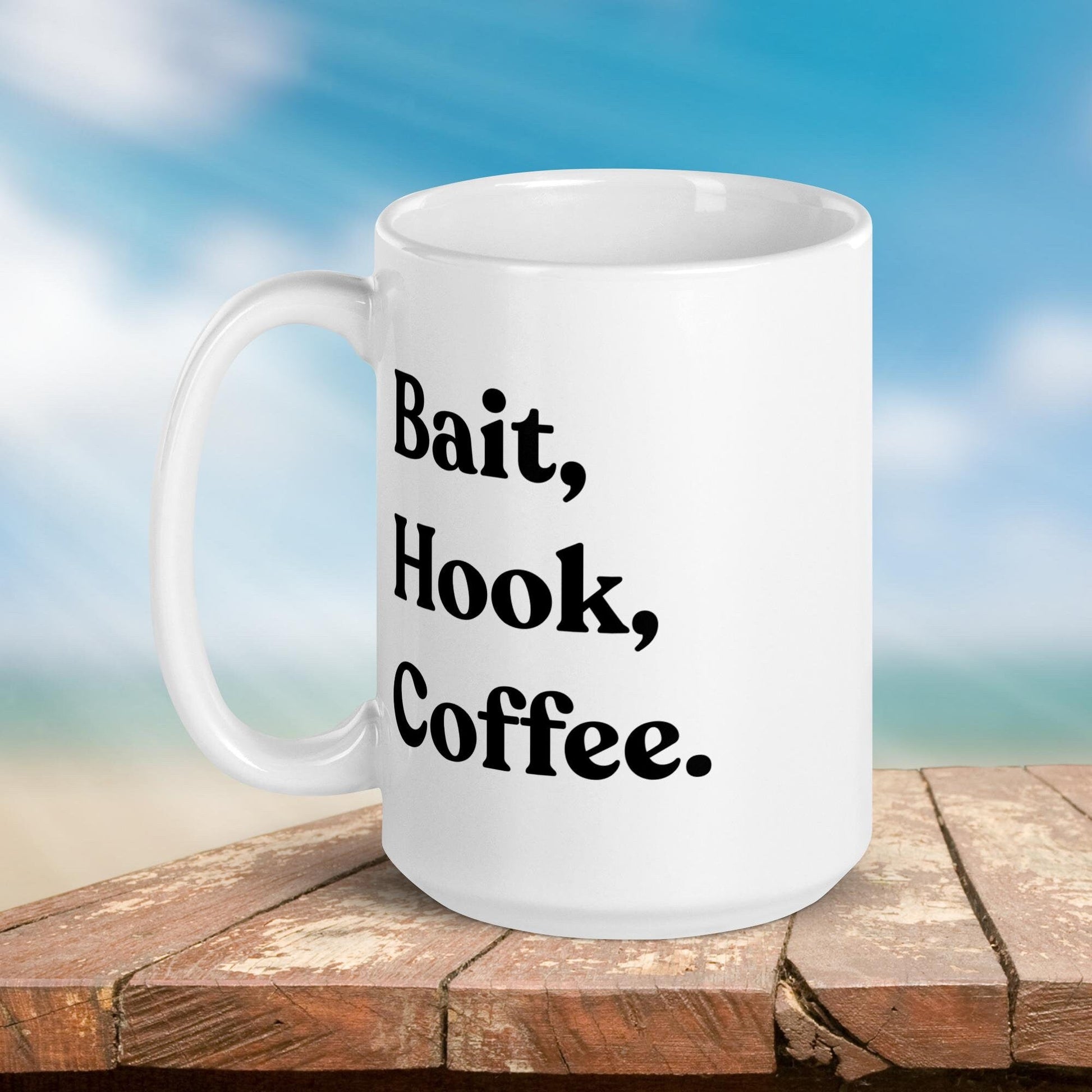 Fishing Mug: "Bait, Hook, Coffee." | Angler Mug | Fishing Coffee Mug | Dad Gift - Raiden Gate Design