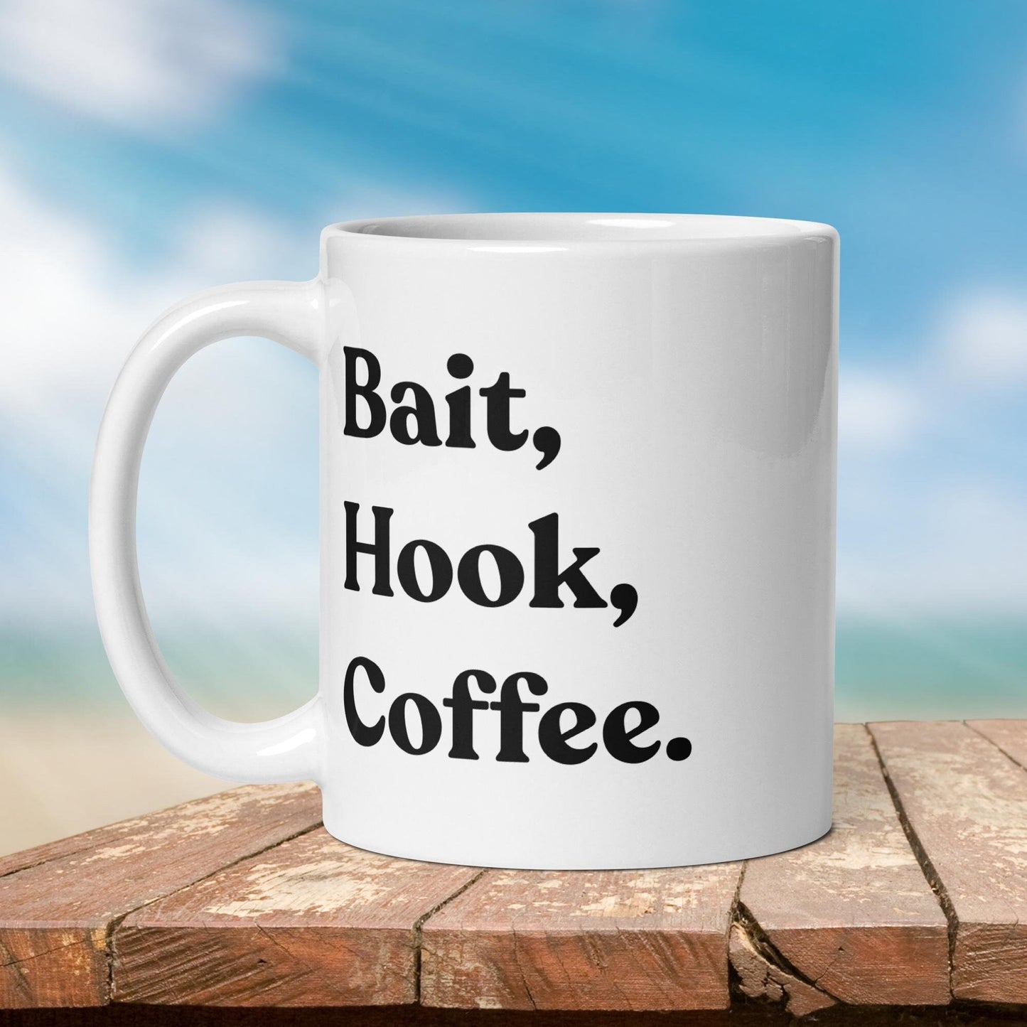 Fishing Mug: "Bait, Hook, Coffee." | Angler Mug | Fishing Coffee Mug | Dad Gift - Raiden Gate Design