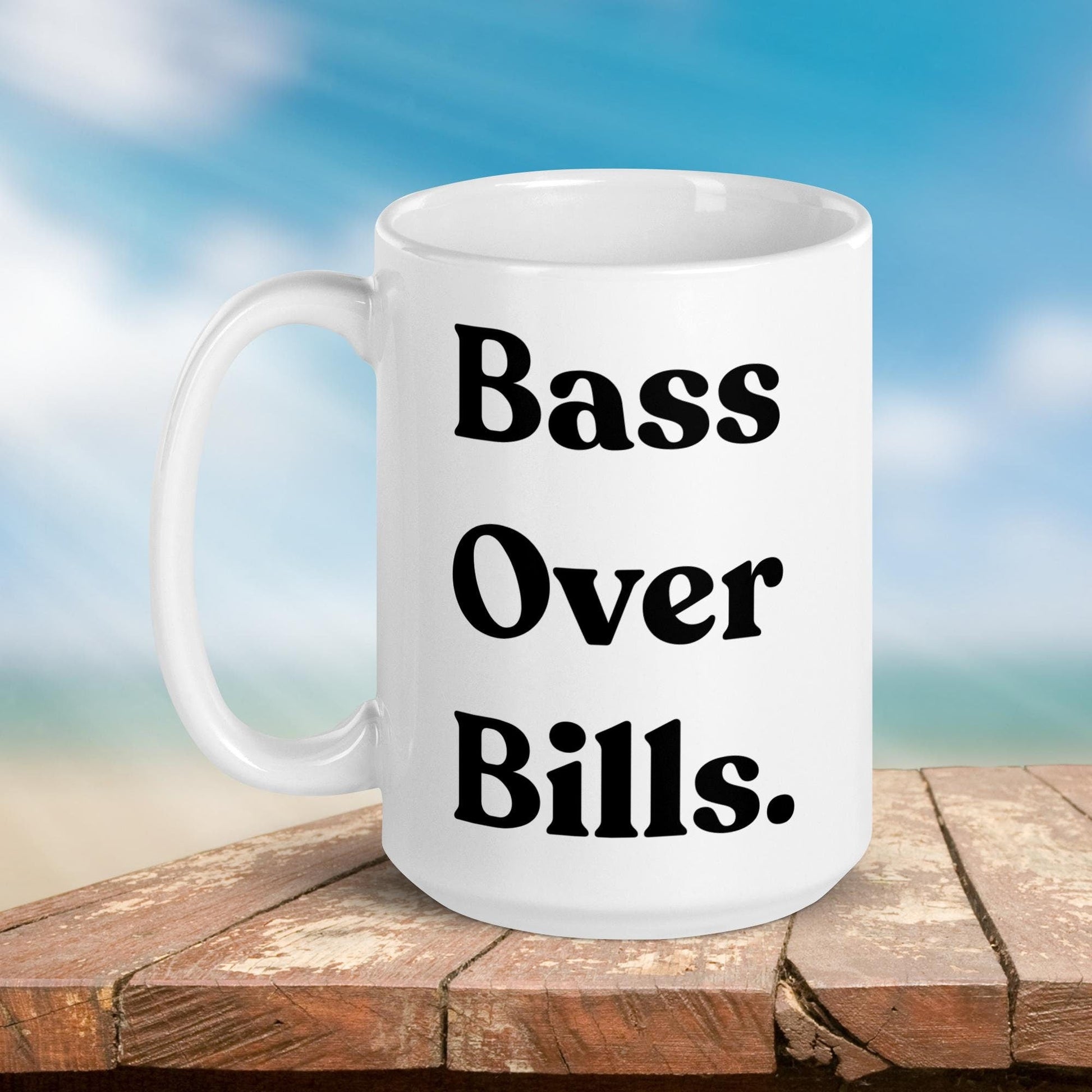 Fishing Mug: “Bass Over Bills” | Angler Mug | Gift for Him | Fishing Coffee Mug | Dad Gift - Raiden Gate Design