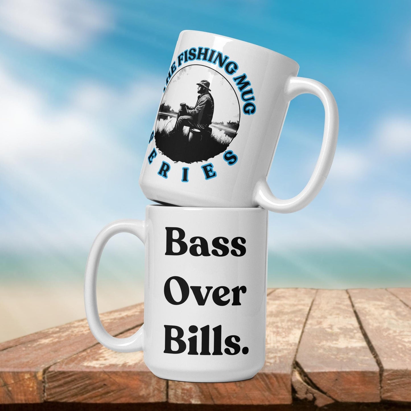 Fishing Mug: “Bass Over Bills” | Angler Mug | Gift for Him | Fishing Coffee Mug | Dad Gift - Raiden Gate Design