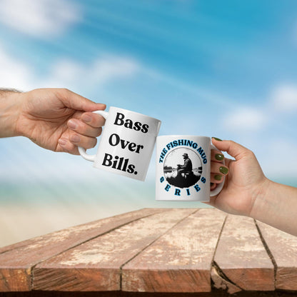 Fishing Mug: “Bass Over Bills” | Angler Mug | Gift for Him | Fishing Coffee Mug | Dad Gift - Raiden Gate Design