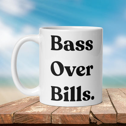 Fishing Mug: “Bass Over Bills” | Angler Mug | Gift for Him | Fishing Coffee Mug | Dad Gift - Raiden Gate Design